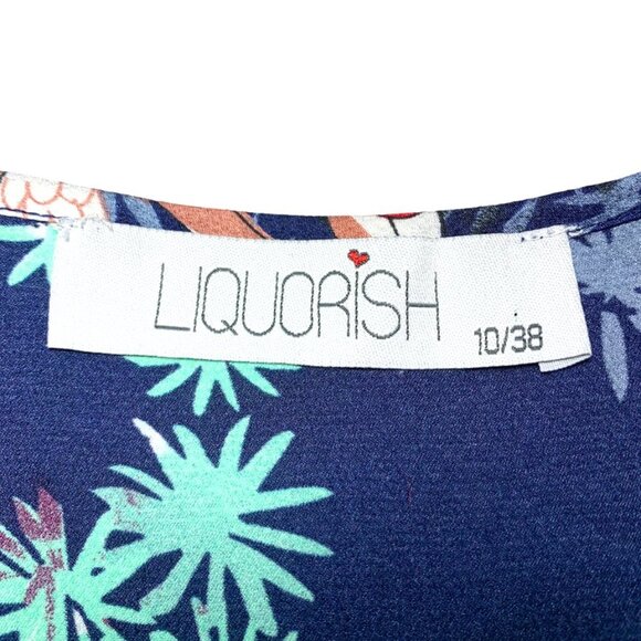 LIQUORISH RARE Tropical Crane Bird Print Wrap Dress - Picture 6 of 6